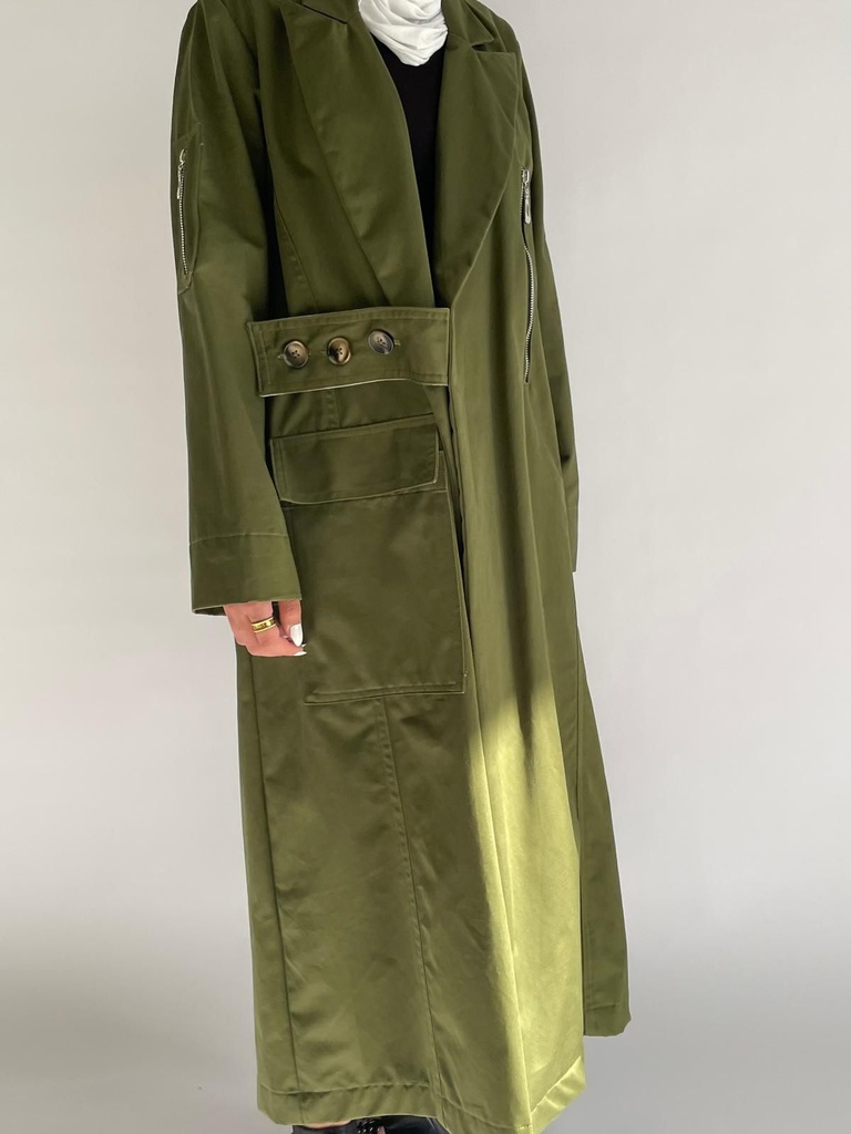 OLIVE LONG TRENCH