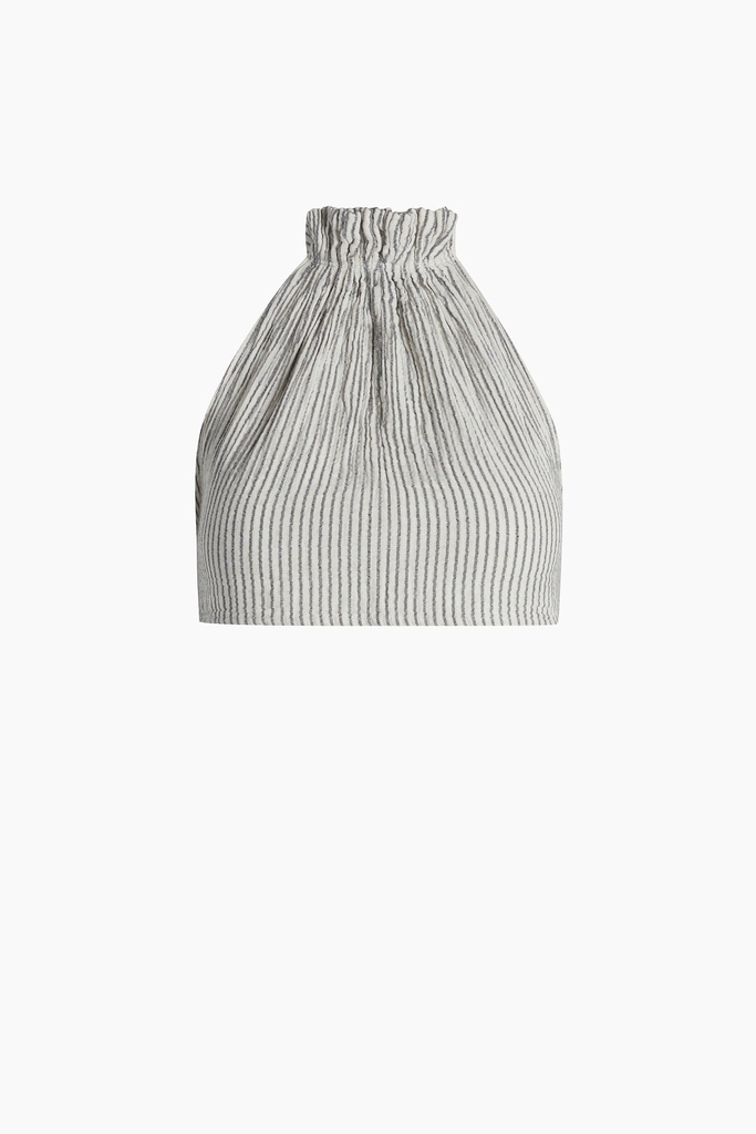 TU-STRIPED LINEN CROP TOP