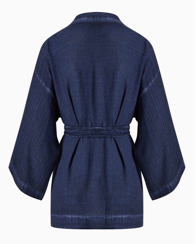 TU- LINEN NAVY SHORT KIMONO