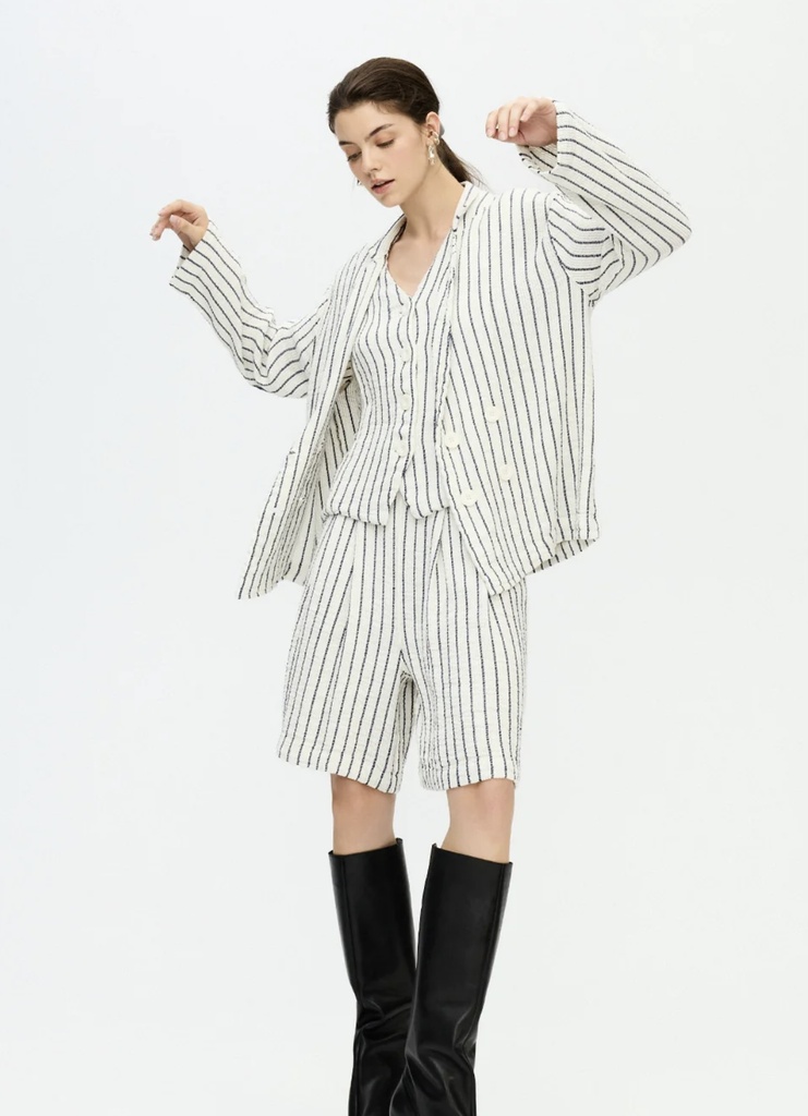 TU- STRIPED TEXTURED JACKET