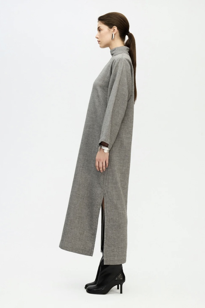 IKIKIZ- GREY HIGH NECK DRESS