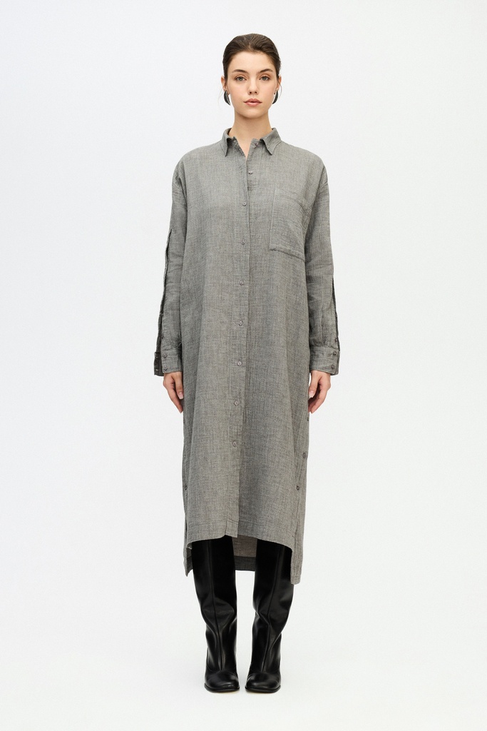 TU- GREY SHIRT DRESS