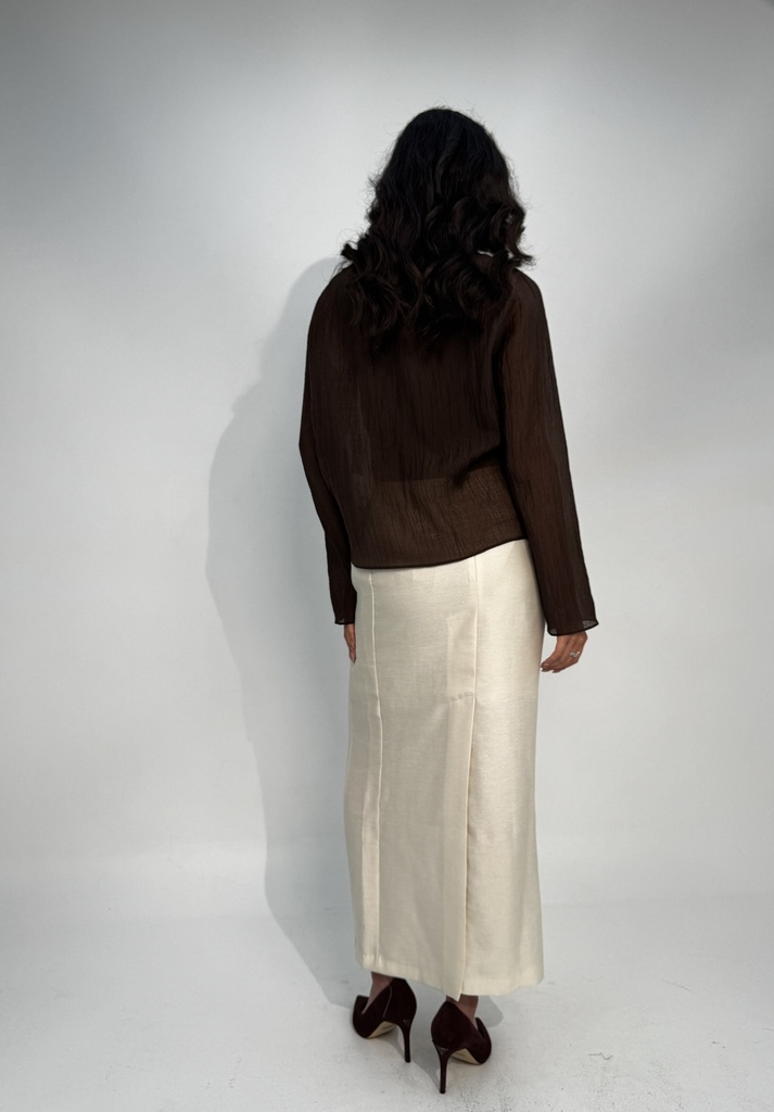 06-RUFFLED V-NECK SHIRT