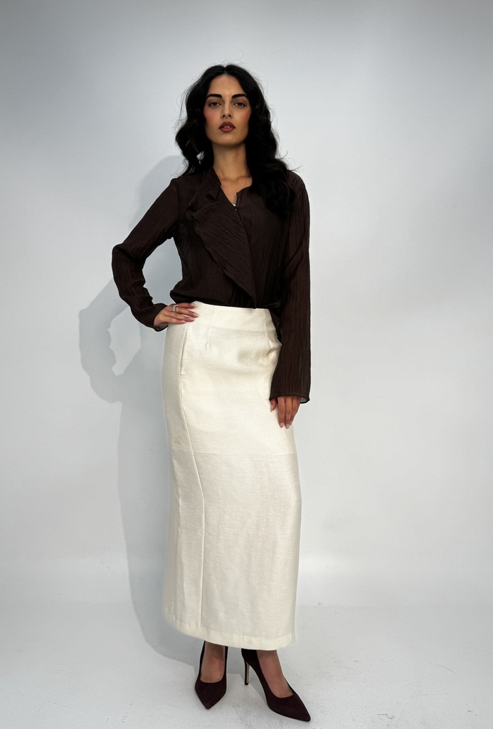 06-RUFFLED V-NECK SHIRT