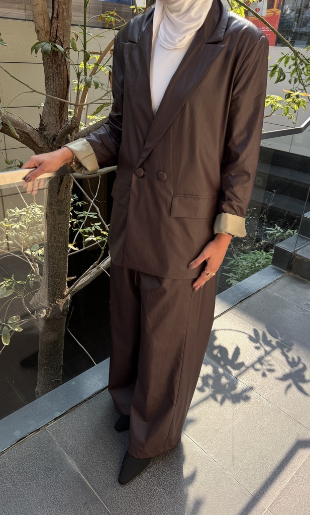 FW-14-BROWN LEATHER BLAZER