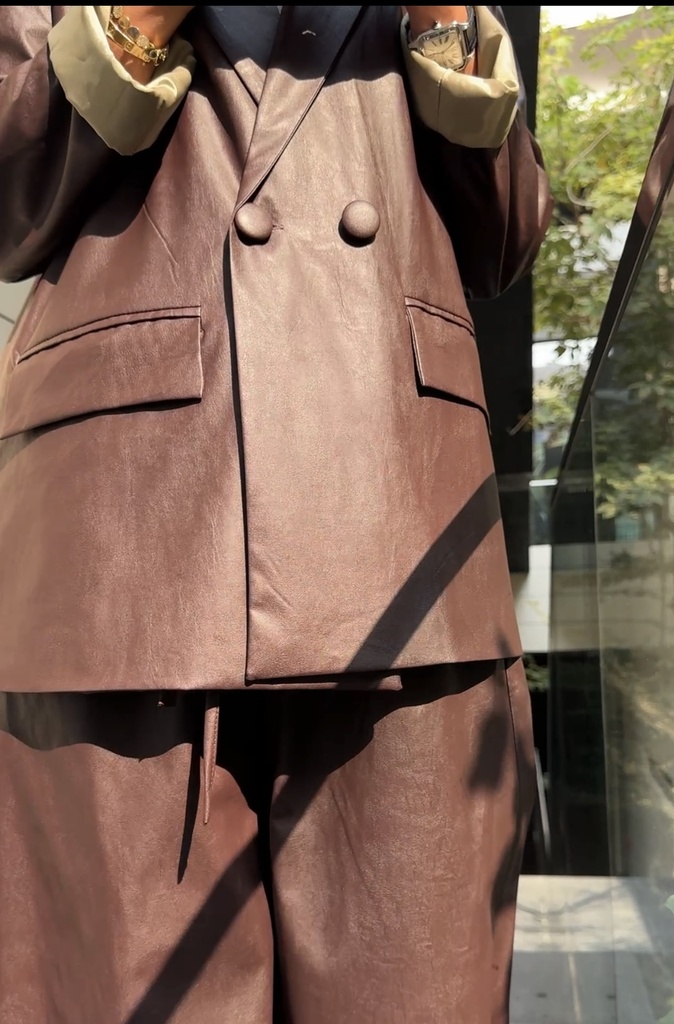 FW-14-BROWN LEATHER BLAZER