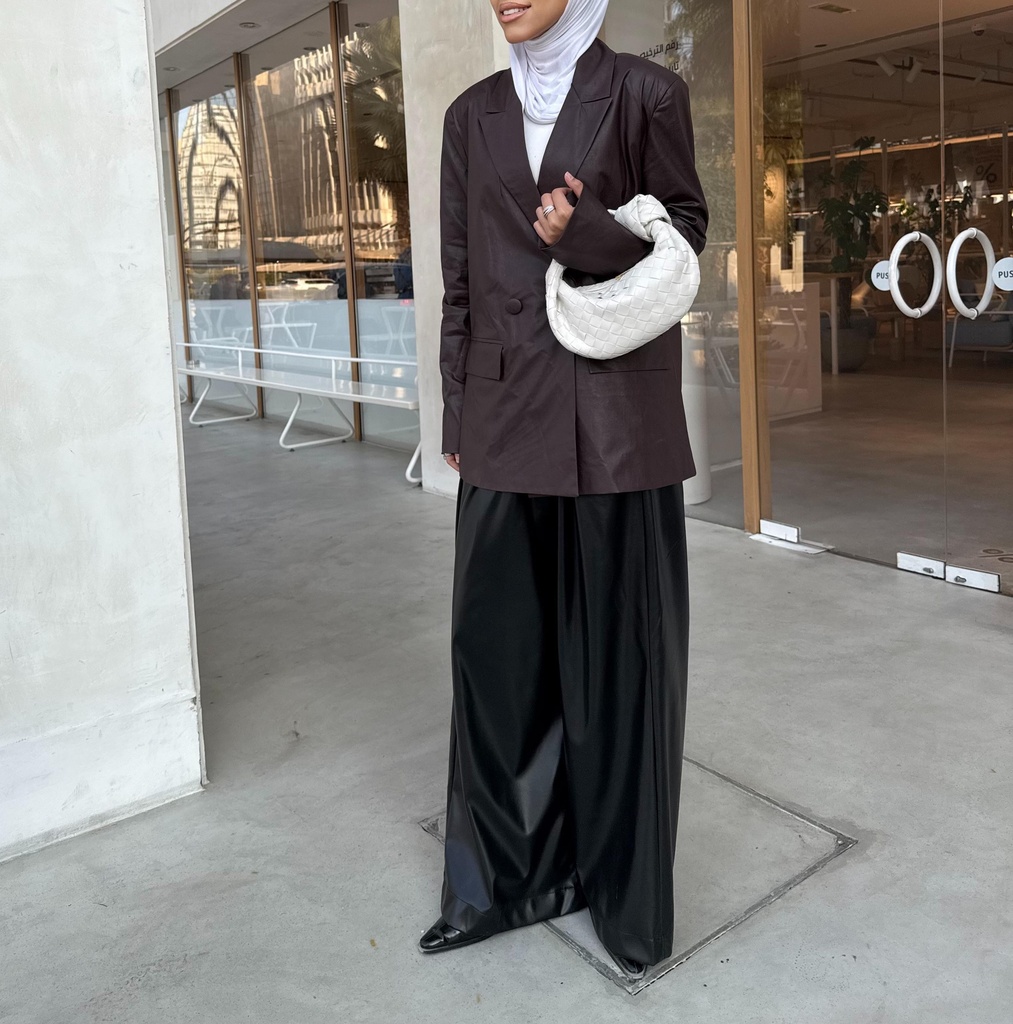 FW-14-BROWN LEATHER BLAZER