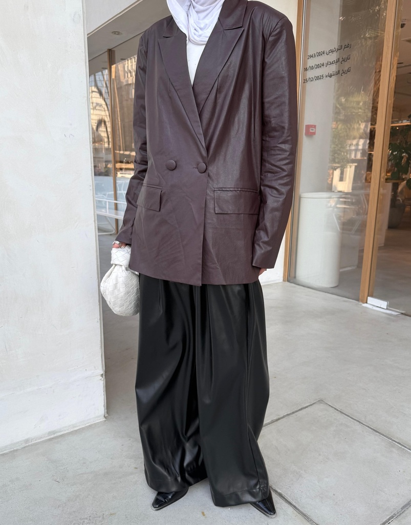 FW-14-BROWN LEATHER BLAZER