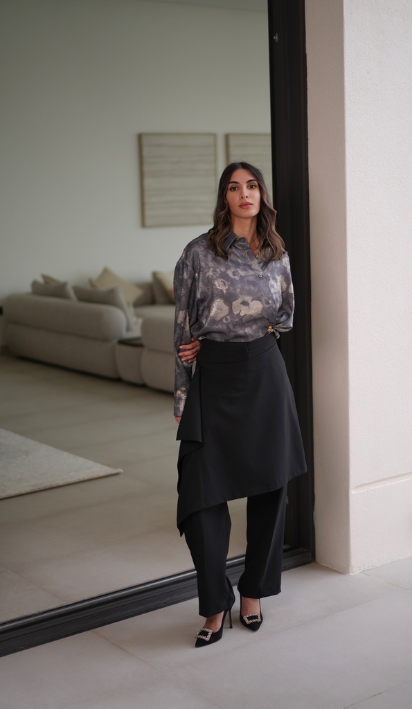 ED26-47 DRAPED SKIRT PANTS