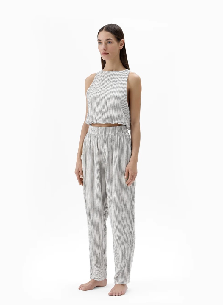 STRIPED LINEN SLOUCHY PANTS