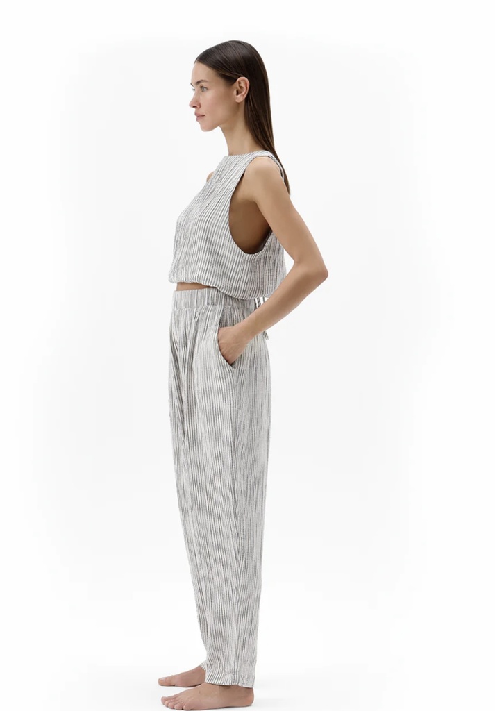 STRIPED LINEN SLOUCHY PANTS