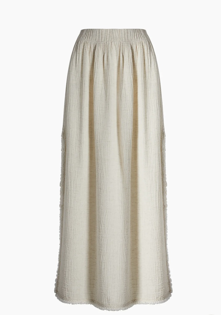 TU-CRINKLE BEIGE SLIT SKIRT