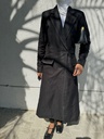 PINSTRIPE LONG BLACK COAT