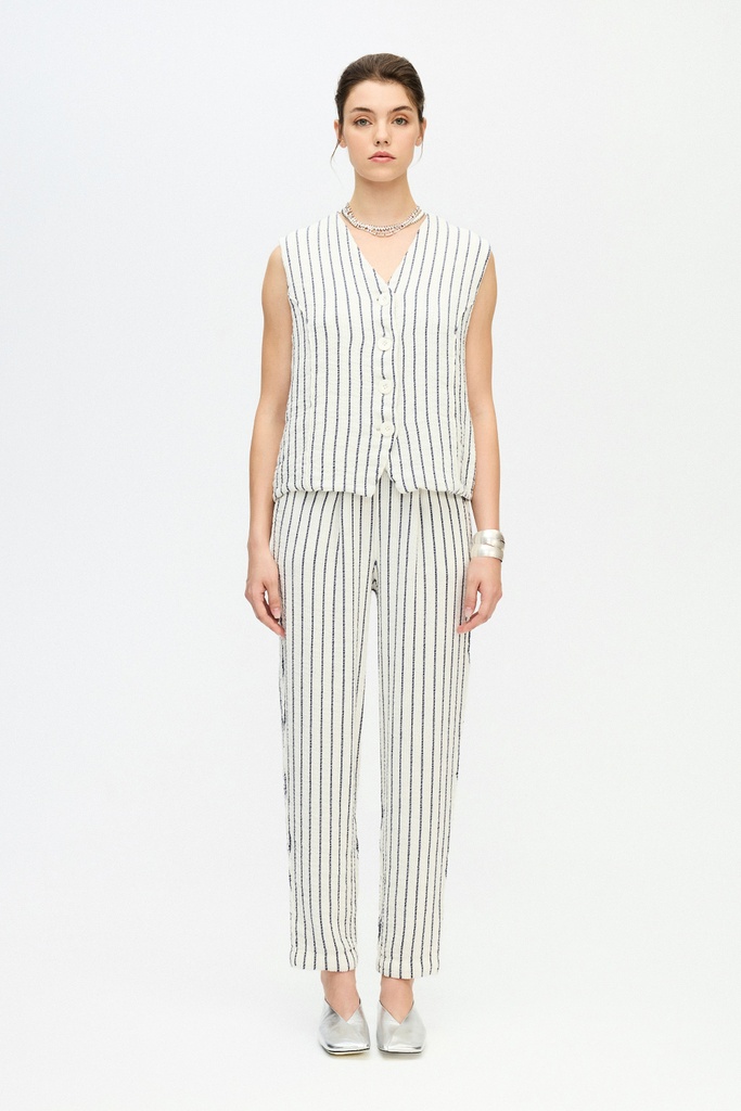 TU-STRIPED TEXTURED SLOUCHY PANTS