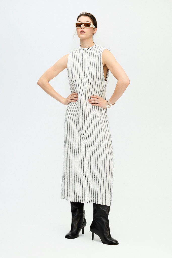 TU-STRIPED TEXTURED DRESS