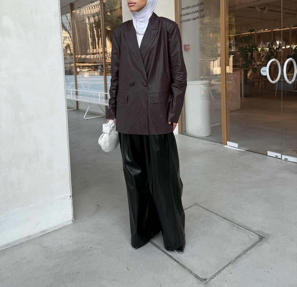 FW-14 BROWN LEATHER BLAZER (S)
