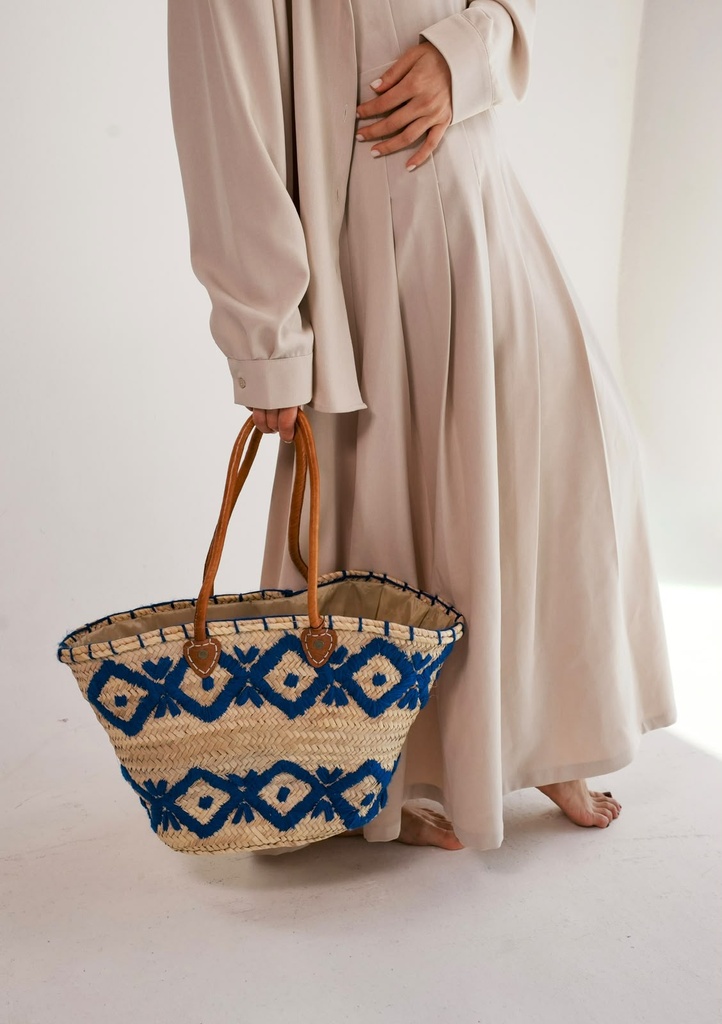 RAFFIA BASKET (BLUE)