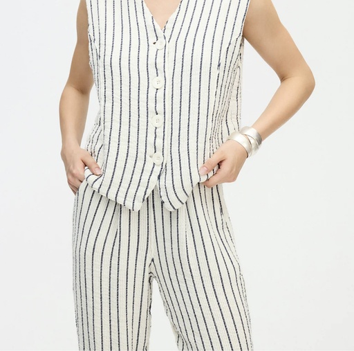 TU-STRIPED TEXTURED WAISTCOAT