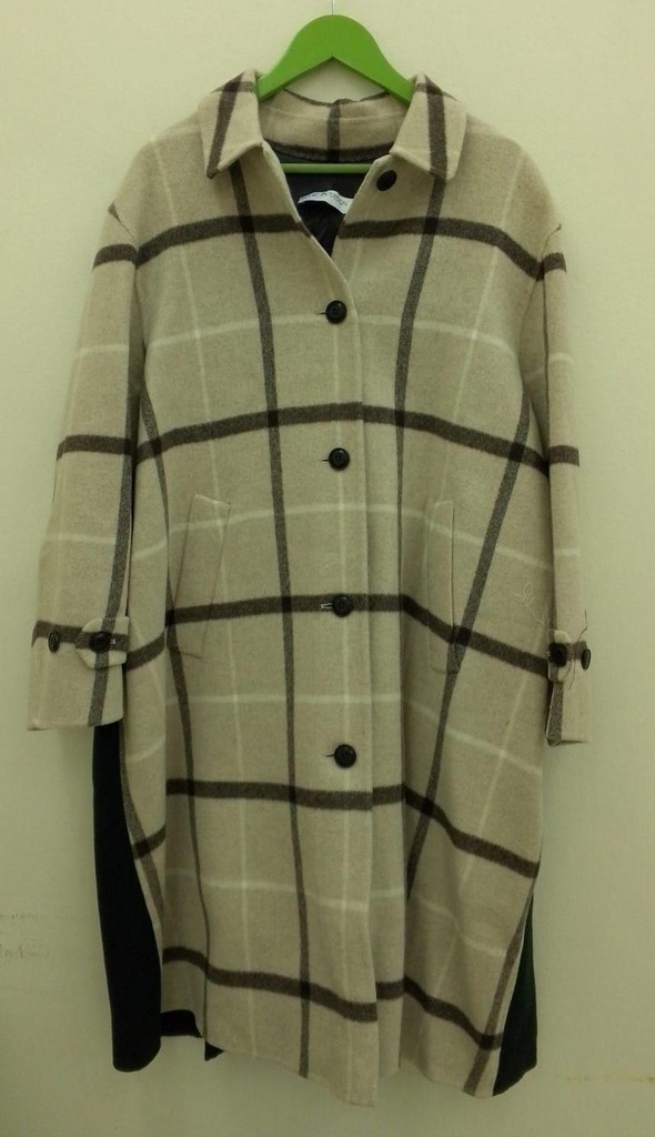02-CHECKERED LONG WOOL COAT