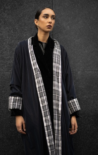 CHECKERED NAVY BISHT