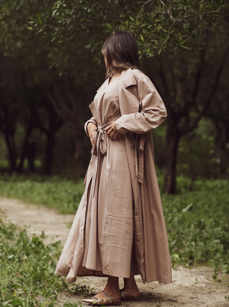 MOCHA TRENCH DRESS