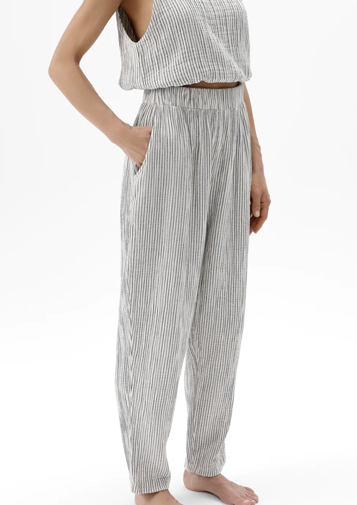 STRIPED LINEN SLOUCHY PANTS