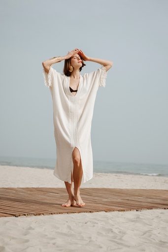 [CRINKLE LINEN KAFTAN] TU-CRINKLE LINEN KAFTAN